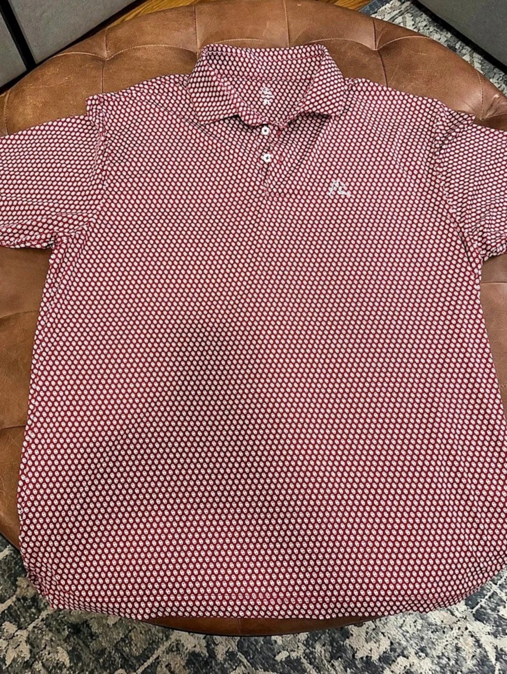 Rhobačk OUMen's Geometric Polo in Red & White Size XL